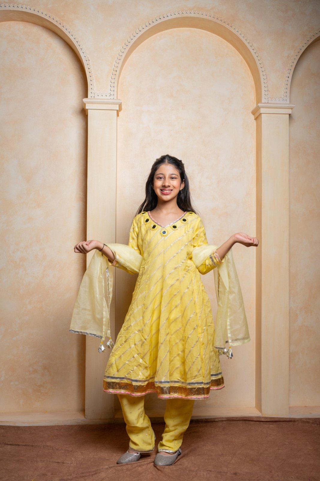 Radiant yellow Anarkali set – a festive - ready ethnic ensemble for your little sunshine - Kirti Agarwal