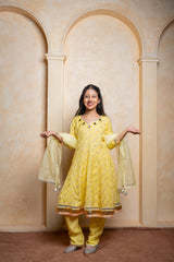 Radiant yellow Anarkali set – a festive - ready ethnic ensemble for your little sunshine - Kirti Agarwal