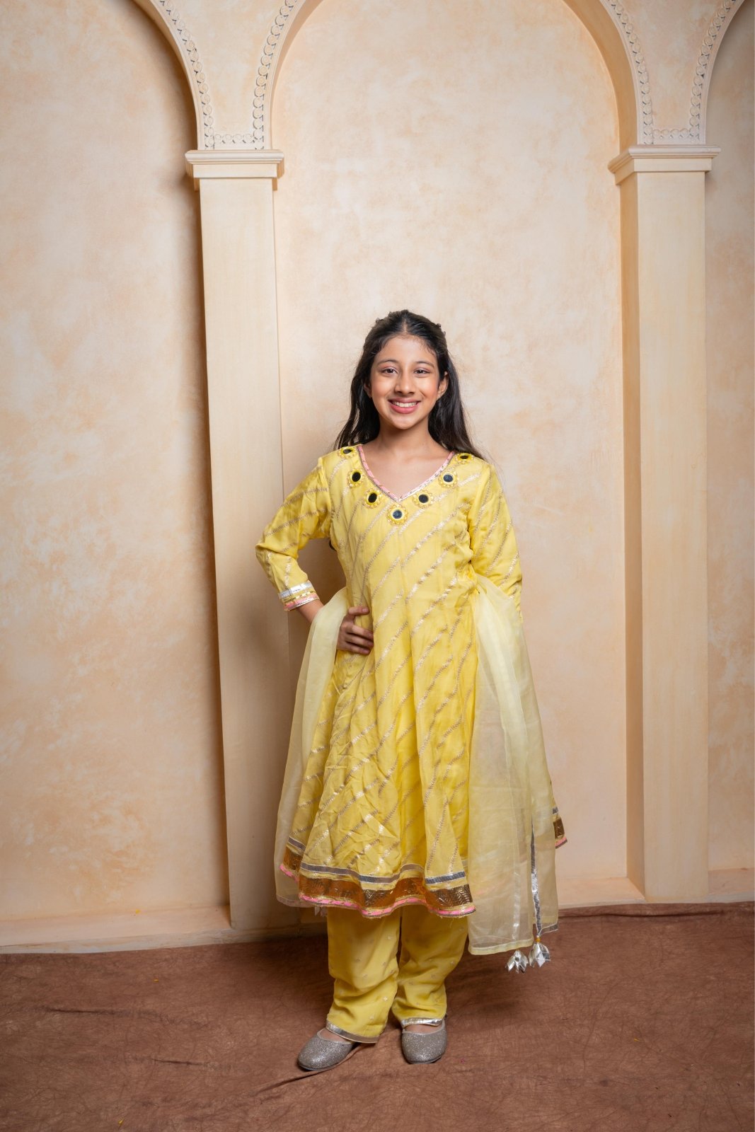 Radiant yellow Anarkali set – a festive - ready ethnic ensemble for your little sunshine - Kirti Agarwal