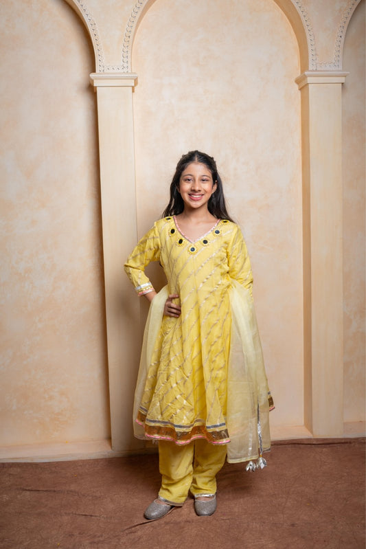 Radiant yellow Anarkali set – a festive - ready ethnic ensemble for your little sunshine - Kirti Agarwal
