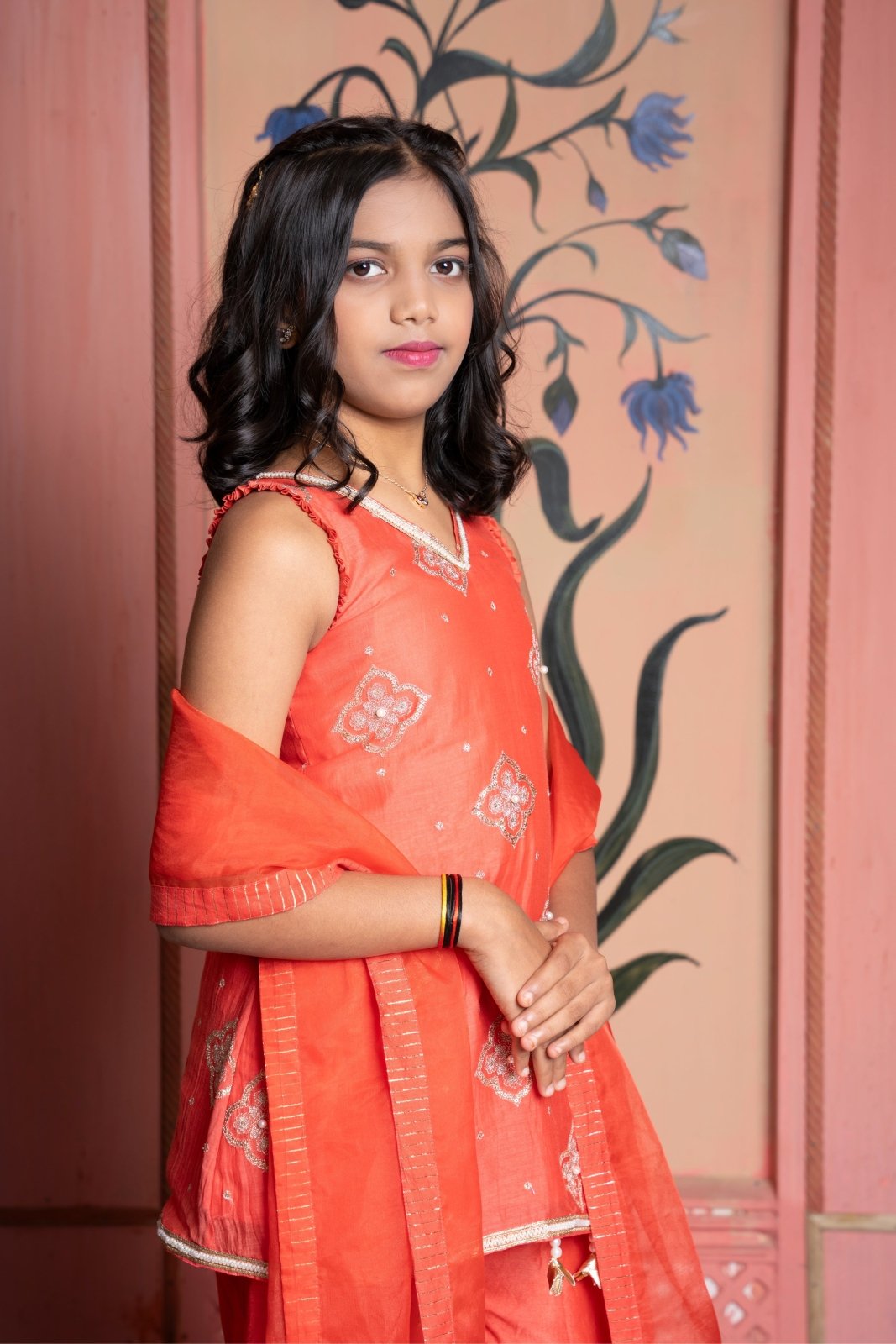 Rust - orange embroidered sharara set with gota detailing and tassel dupatta—perfect for festive elegance. - Kirti Agarwal