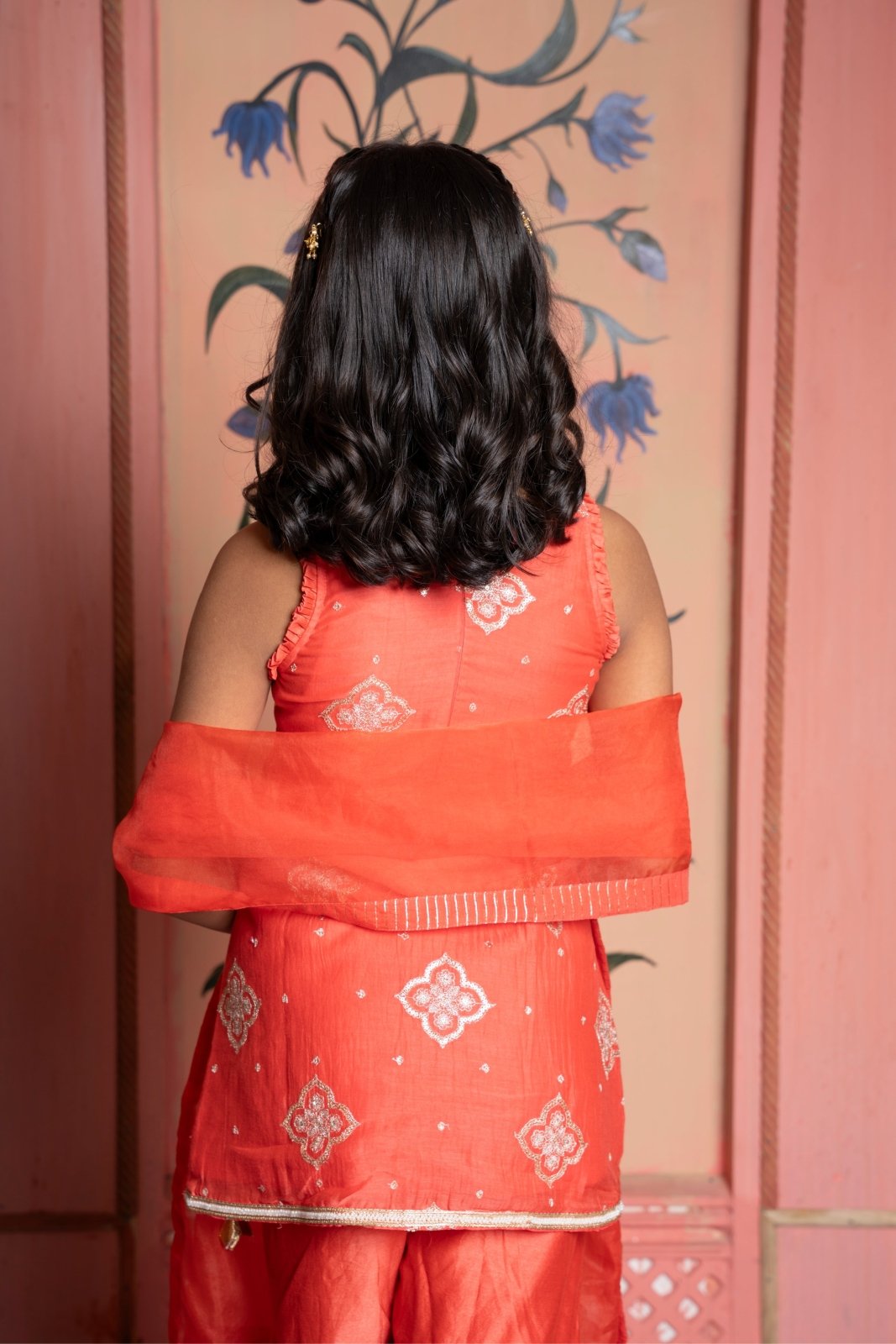 Rust - orange embroidered sharara set with gota detailing and tassel dupatta—perfect for festive elegance. - Kirti Agarwal