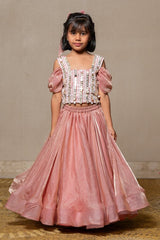 Sequin hand work top with pleated flowy Lahenga - Kirti Agarwal