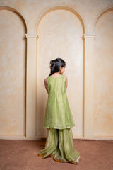 Shimmery Embroidered Sleeveless Kurti With Shimmery Palazzo - Kirti Agarwal