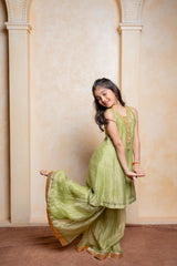 Shimmery Embroidered Sleeveless Kurti With Shimmery Palazzo - Kirti Agarwal