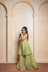 Shimmery Embroidered Sleeveless Kurti With Shimmery Palazzo - Kirti Agarwal