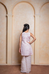 Sleeveless Beads Embroidered Embellished Kurti With Shimmery Palazzo - Kirti Agarwal