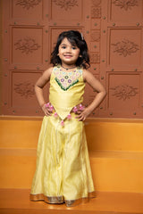 Sleeveless Embroidered Stylish Hem Top With Palazzo - Kirti Agarwal