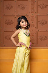 Sleeveless Embroidered Stylish Hem Top With Palazzo - Kirti Agarwal