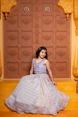 Sleeveless Floral Embroidered Sheen Top With Shimmery Lehenga - Kirti Agarwal