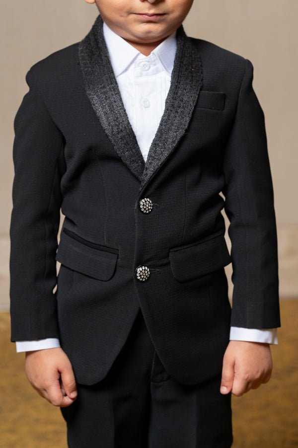 Stylish Blackslim - fit suit for boys, perfect for weddings and formal occasions. - Kirti Agarwal