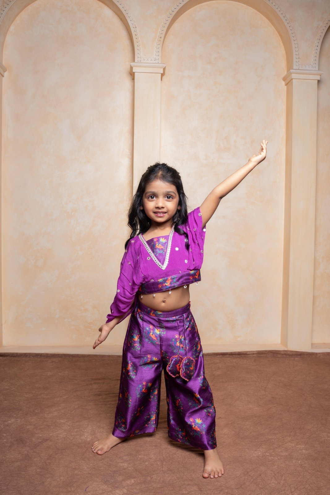 Stylish Purple Top With Printed Palazzo - Kirti Agarwal