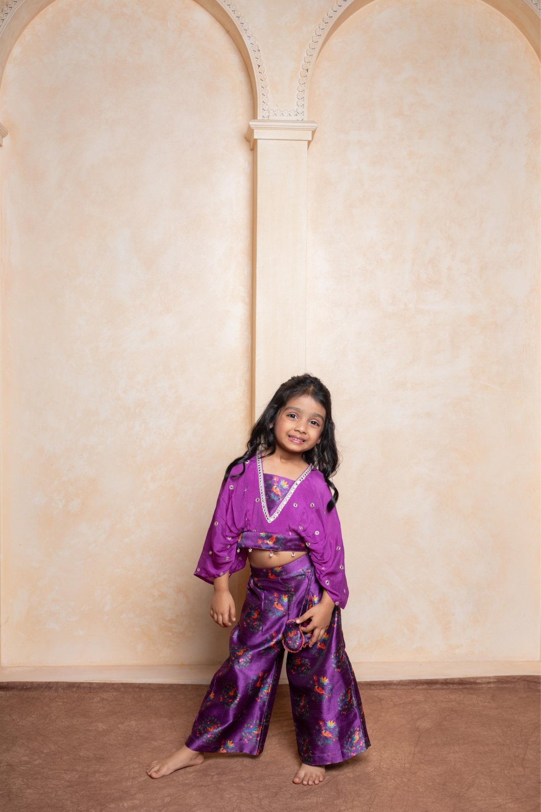 Stylish Purple Top With Printed Palazzo - Kirti Agarwal