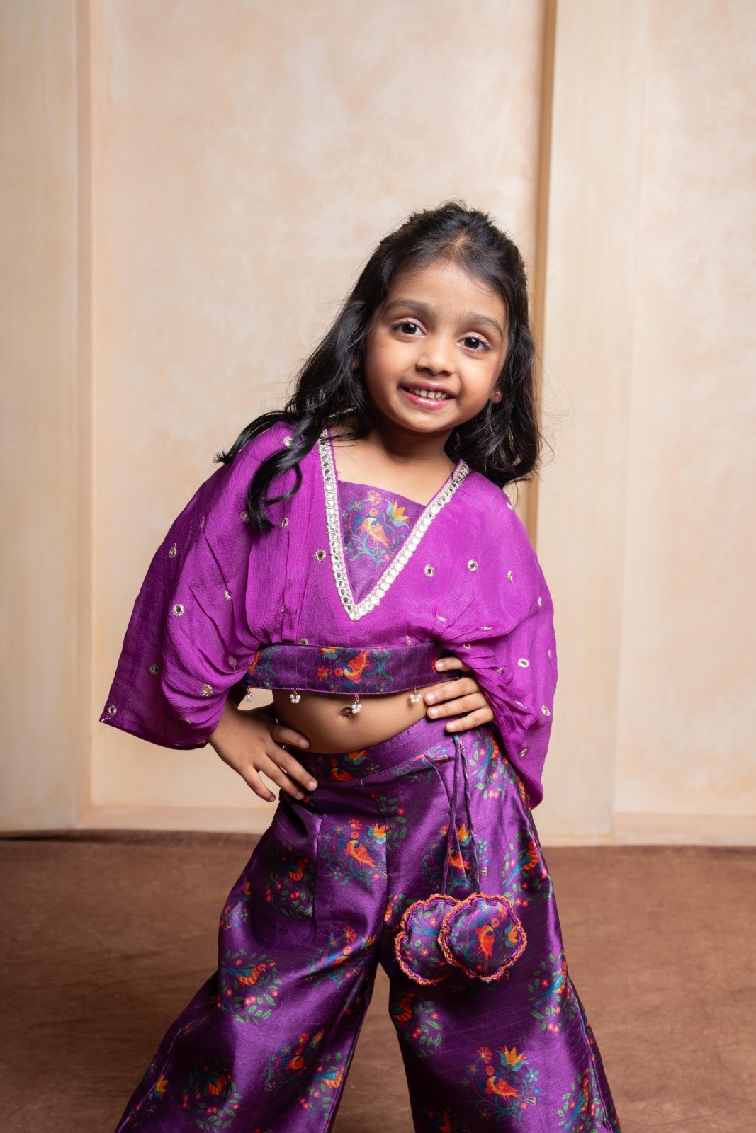 Stylish Purple Top With Printed Palazzo - Kirti Agarwal