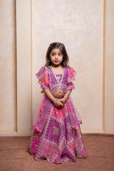 Twirl into festivities with this dreamy pink - purple lehenga set for girls - Kirti Agarwal