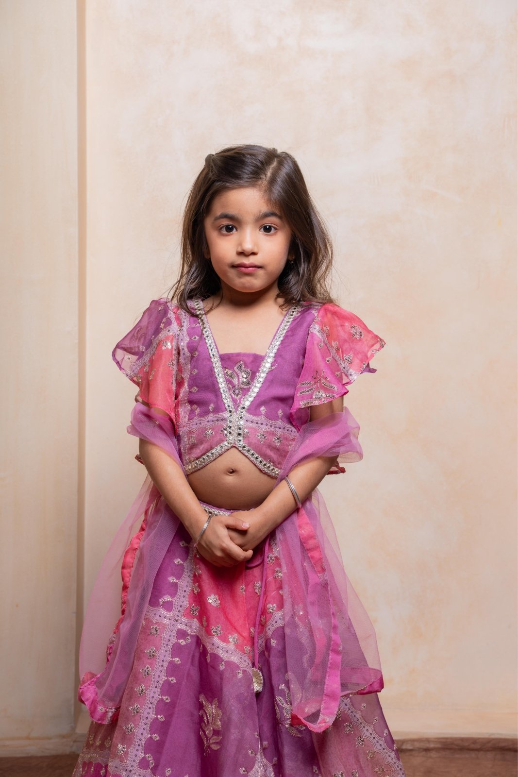 Twirl into festivities with this dreamy pink - purple lehenga set for girls - Kirti Agarwal
