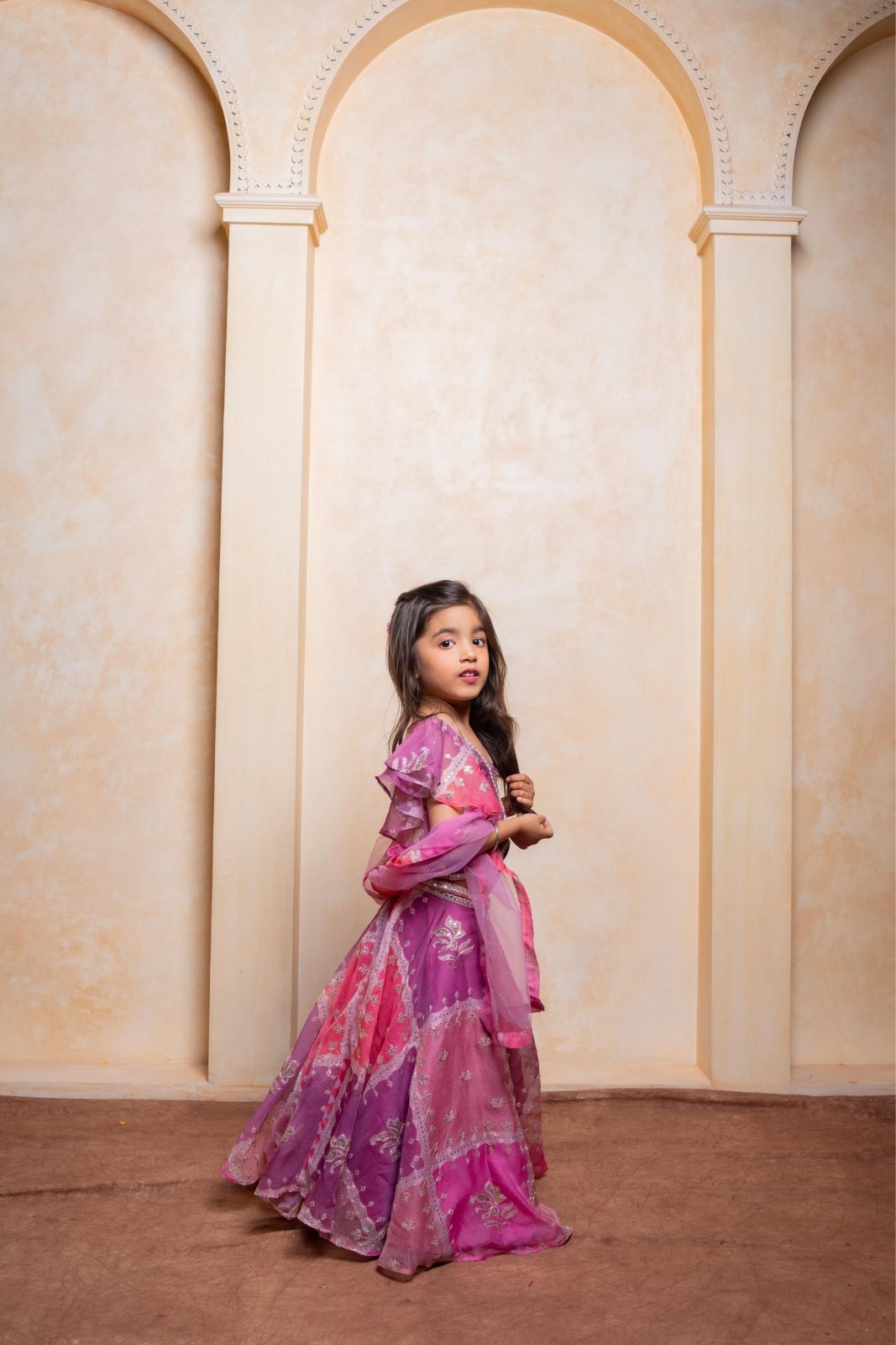 Twirl into festivities with this dreamy pink - purple lehenga set for girls - Kirti Agarwal