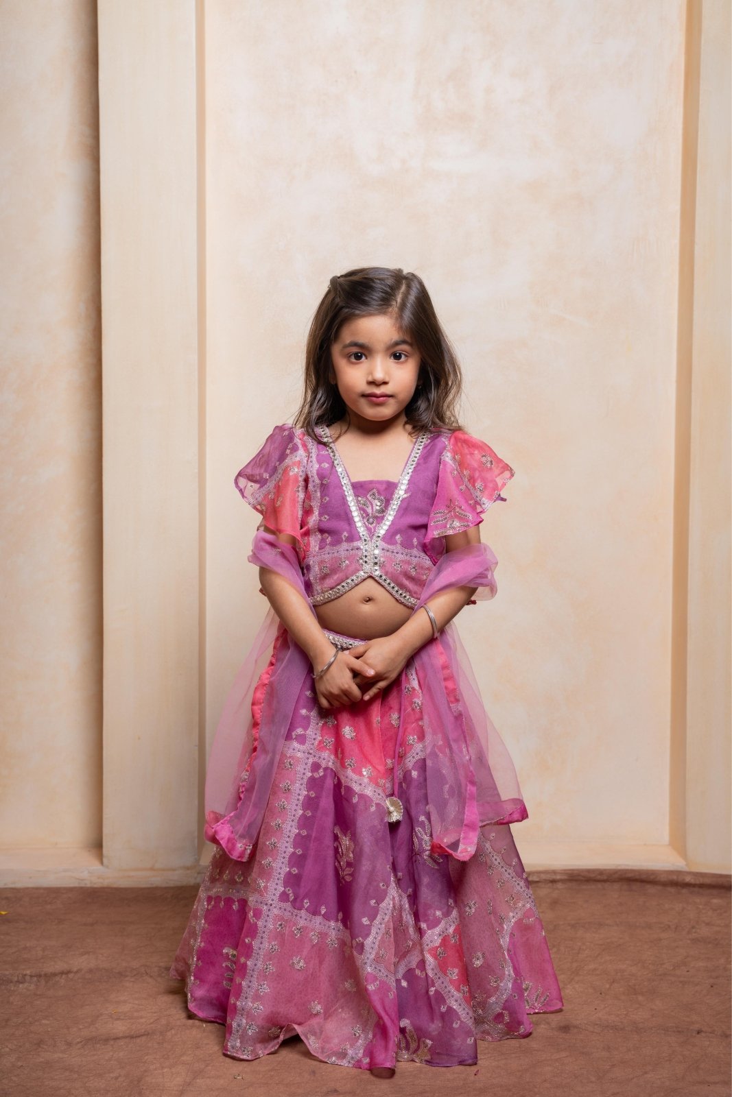 Twirl into festivities with this dreamy pink - purple lehenga set for girls - Kirti Agarwal