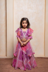 Twirl into festivities with this dreamy pink - purple lehenga set for girls - Kirti Agarwal