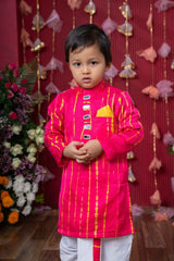 Vibrant Fuchsia Pink Kurta with White Dhoti – Festive Kids Traditional Set - Kirti Agarwal