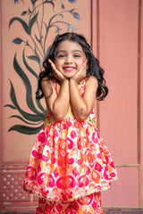 Vibrant printed kurti - sharara set with mirror work and gold accents—perfect for festive celebrations. - Kirti Agarwal