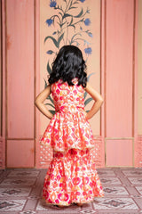 Vibrant printed kurti - sharara set with mirror work and gold accents—perfect for festive celebrations. - Kirti Agarwal