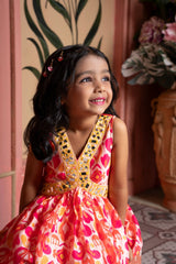 Vibrant printed kurti - sharara set with mirror work and gold accents—perfect for festive celebrations. - Kirti Agarwal