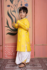 Yellow Embroidered Kurta With Dhoti - Kirti Agarwal