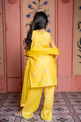 Yellow Sequin Embroidered Sleeveless Kurti With Dhoti And Dupatta - Kirti Agarwal