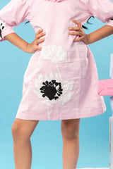 Applique flower embroidered frock with balloon sleeves - Kirti Agarwal