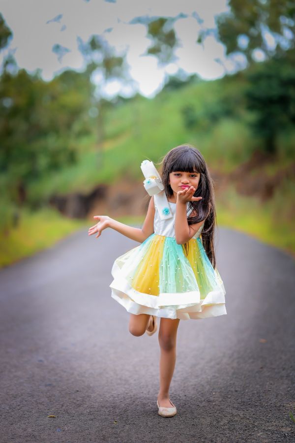 Big Stylish Bow With Pleated Embroidered Frock - Kirti Agarwal