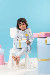 Blue Embroidered Jacket with Blue kurta and pyjama - Kirti Agarwal