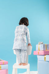 Blue Embroidered Jacket with Blue kurta and pyjama - Kirti Agarwal