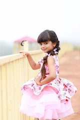 Butterly Print Three Tier Frock - Kirti Agarwal