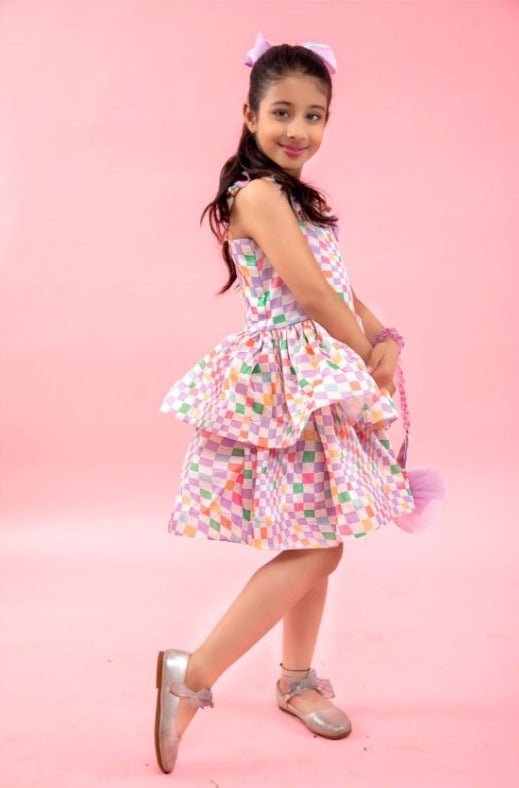 Checks Printed Frock with Layers - Kirti Agarwal