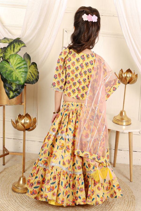 Cotton printed lace work top with Lahenga - Kirti Agarwal