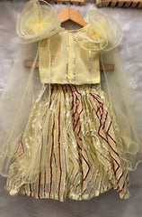 Crop top with 2 side flower attached dupatta and sequin work Ghagra - Kirti Agarwal