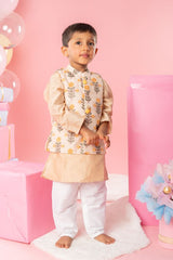 Embroidered Beige Jacket with Beige Kurta and Pyjama - Kirti Agarwal
