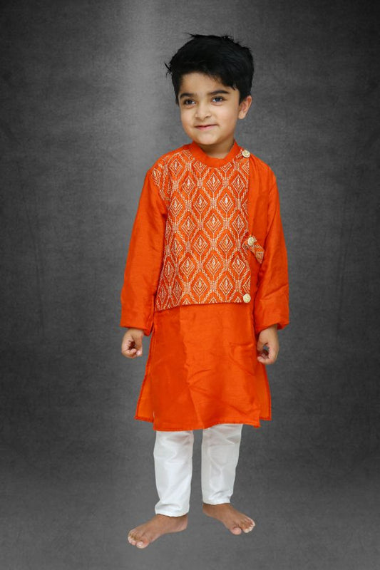 Embroidered Half Jacket Kurta And Pyjama - Kirti Agarwal