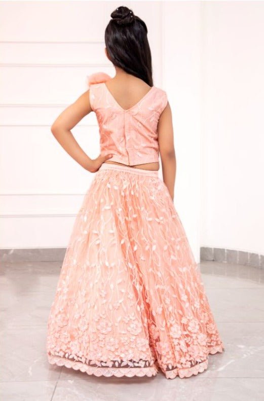 Embroidered Lahenga with Criss Cross pattern Crop top - Kirti Agarwal