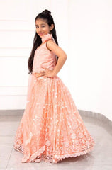 Embroidered Lahenga with Criss Cross pattern Crop top - Kirti Agarwal