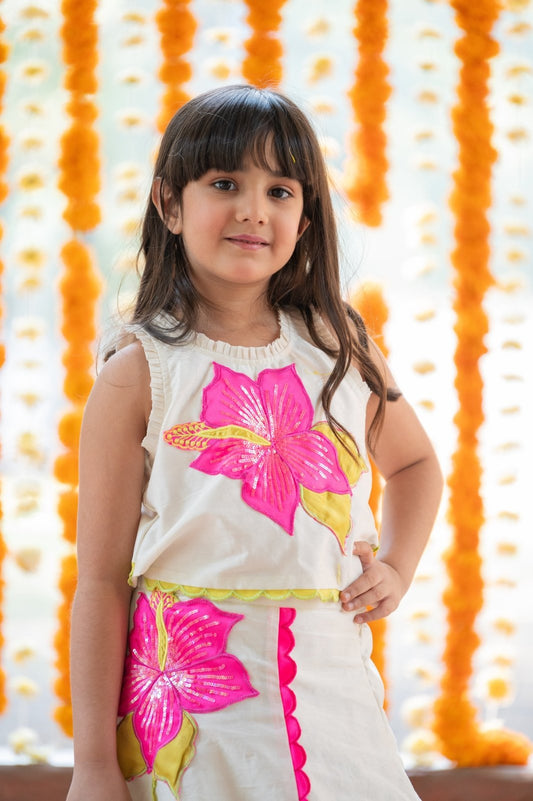 Exquisite Floral Embroidered Top And Lehenga With Potli Bag - Kirti Agarwal