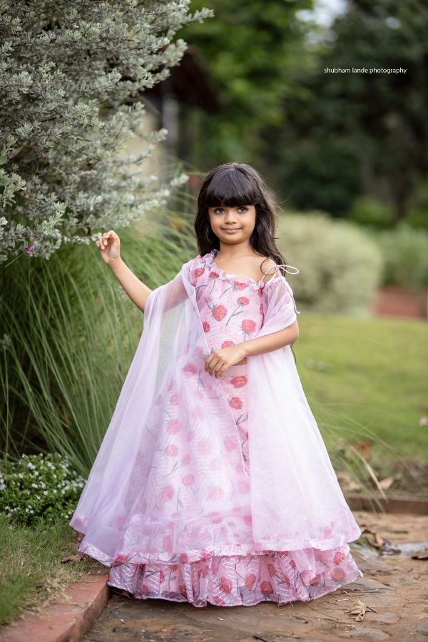 Flarry Sleeves one off shoulder with Lahenga - Kirti Agarwal