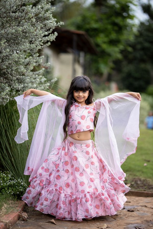 Flarry Sleeves one off shoulder with Lahenga - Kirti Agarwal