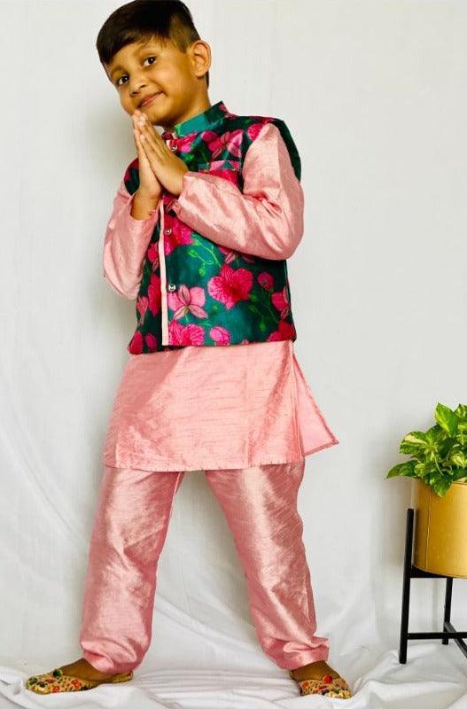 Floral Bandi with pink Kurta and Pajama - Kirti Agarwal