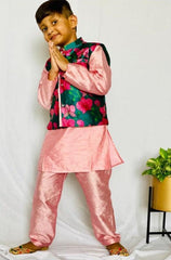 Floral Bandi with pink Kurta and Pajama - Kirti Agarwal