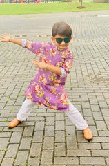 Floral Kurta With Thread Work Jacket And Pyjama - Kirti Agarwal