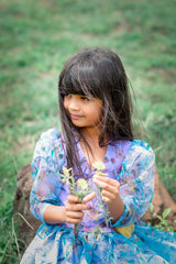 Floral Printed frock with flower on waist - Kirti Agarwal