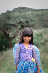 Floral Printed frock with flower on waist - Kirti Agarwal