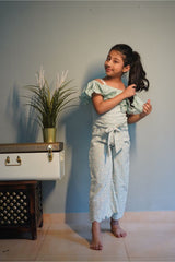 Flower Embroidered Linen Based Jumpsuit - Kirti Agarwal